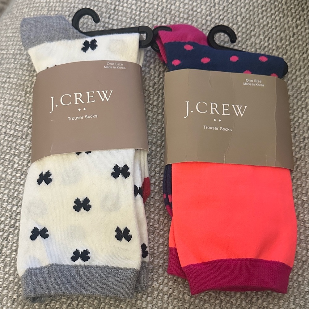J. Crew Women’s Socks -  2 Pairs - Bow & Polka Dot NWT